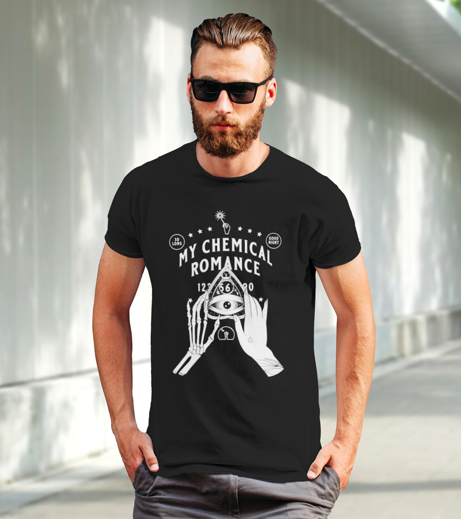 My Chemical Romance Ouija Planchette So Long Good Night Skeleton Hand 1234567890 T-Shirt