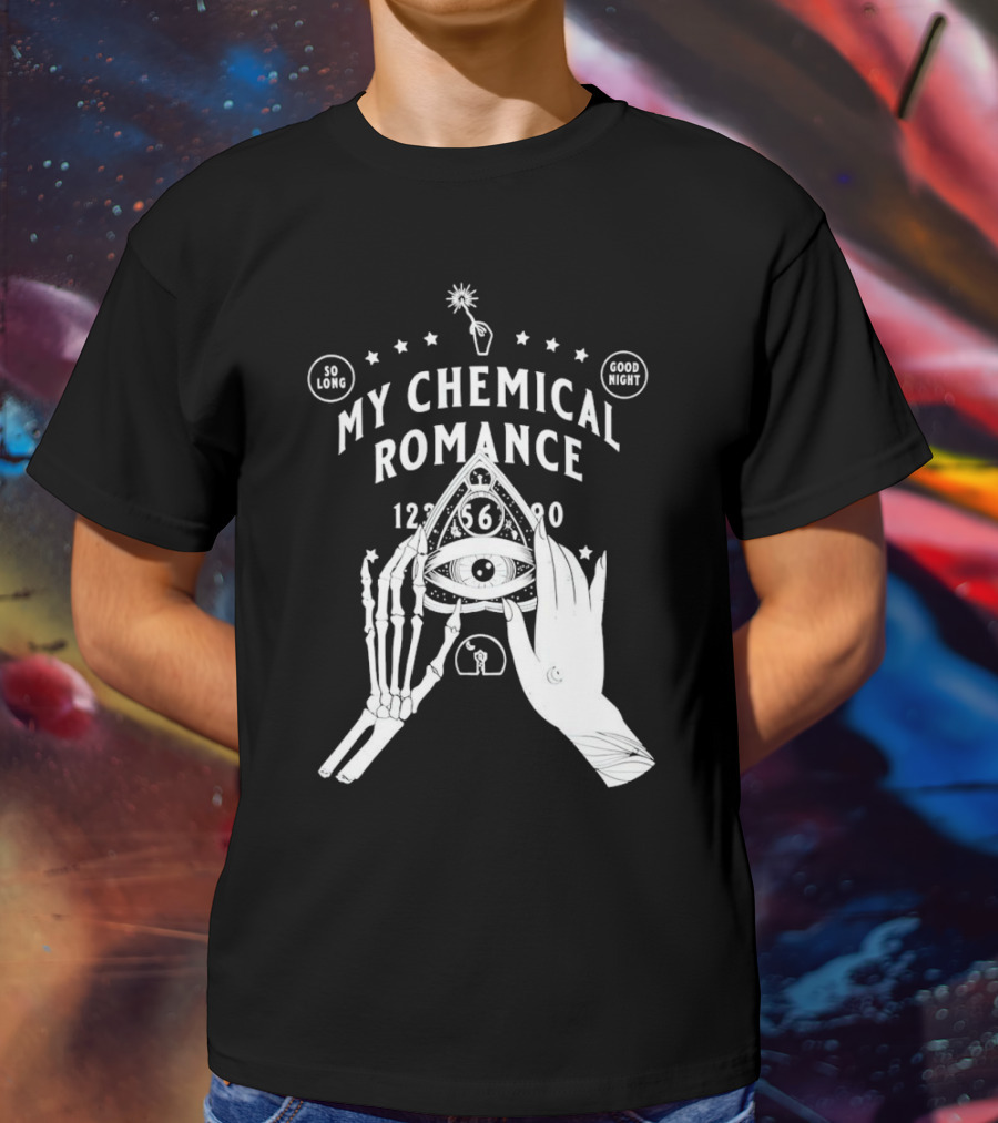 My Chemical Romance Ouija Planchette So Long Good Night Skeleton Hand 1234567890 T-Shirt