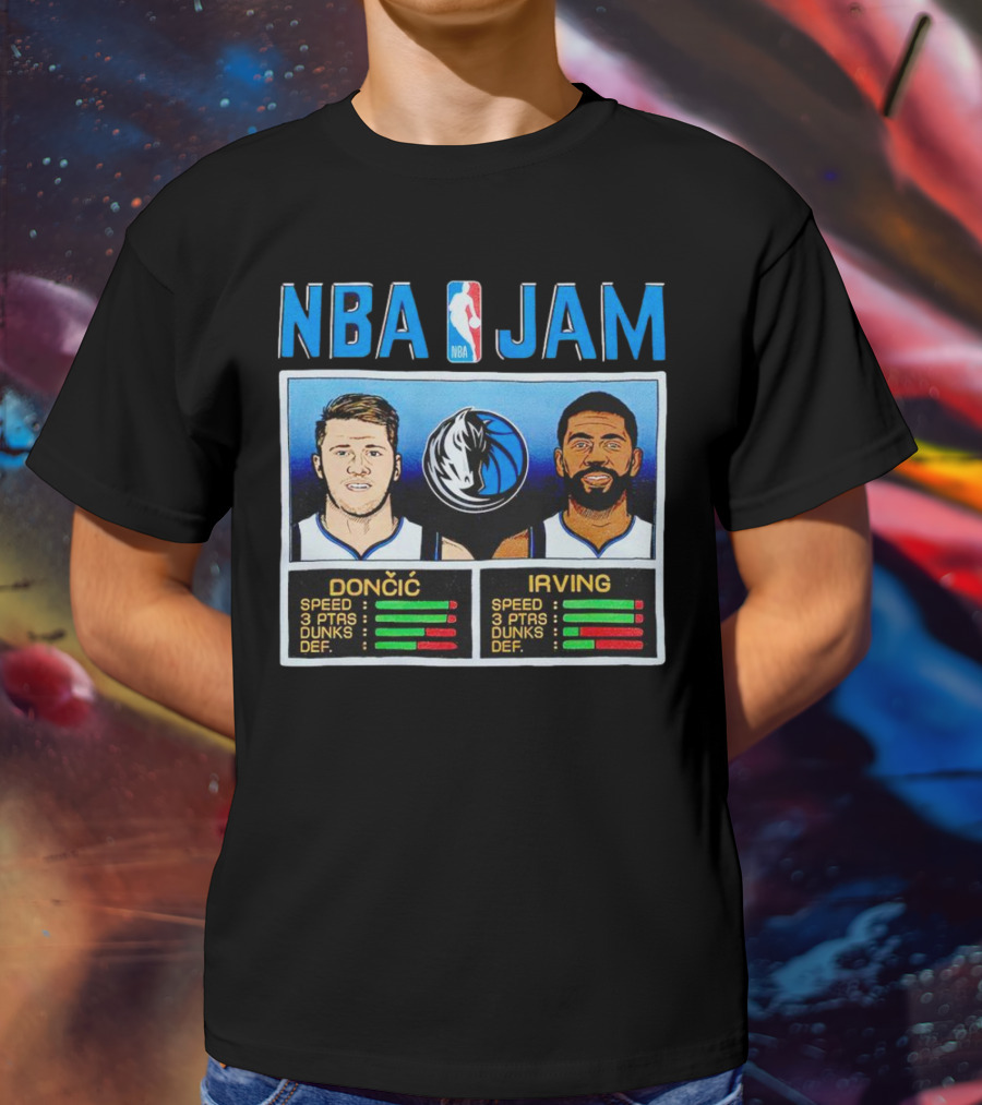 NBA Jam Mavericks Luka Dončić Kyrie Irving Stats T-Shirt