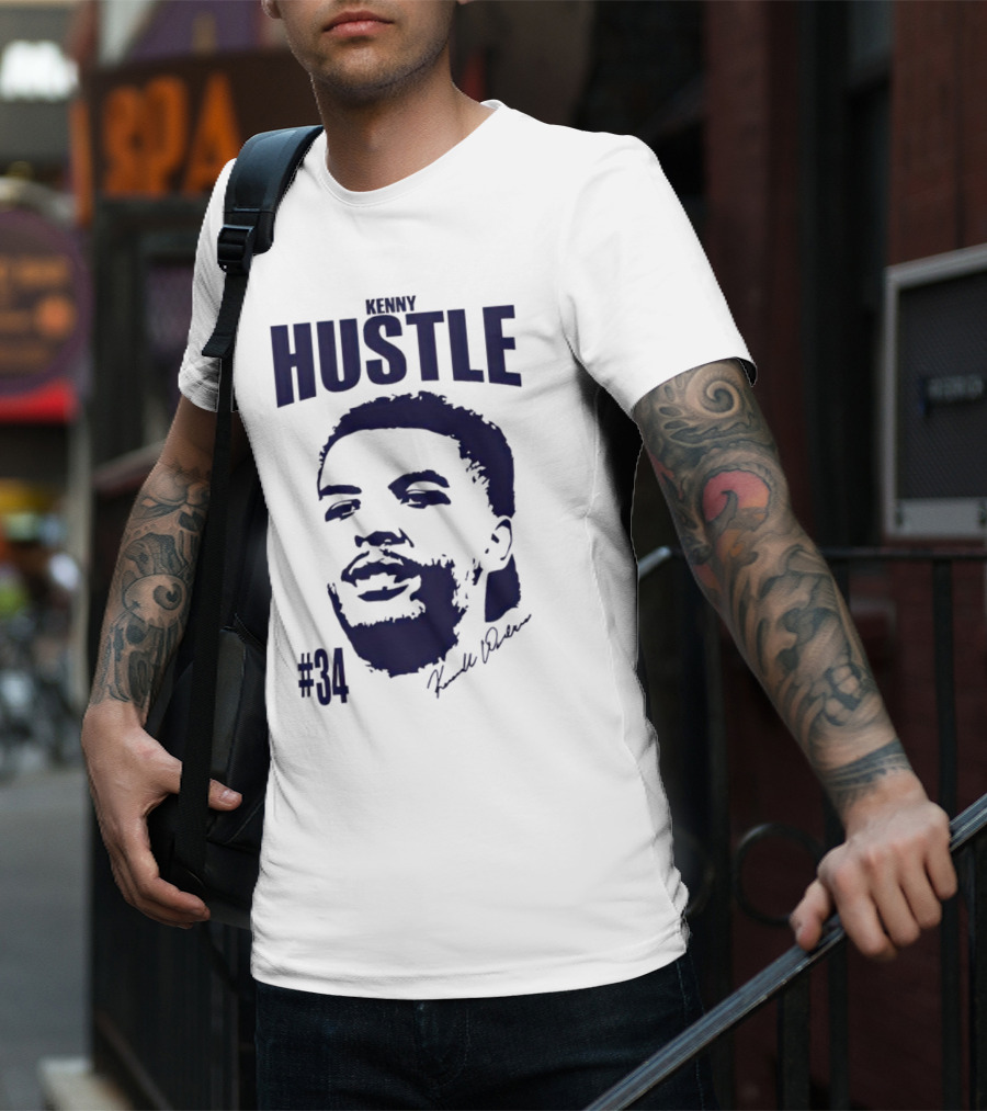 Kenny Hustle Kenrich Williams #34 Signed Face T-Shirt