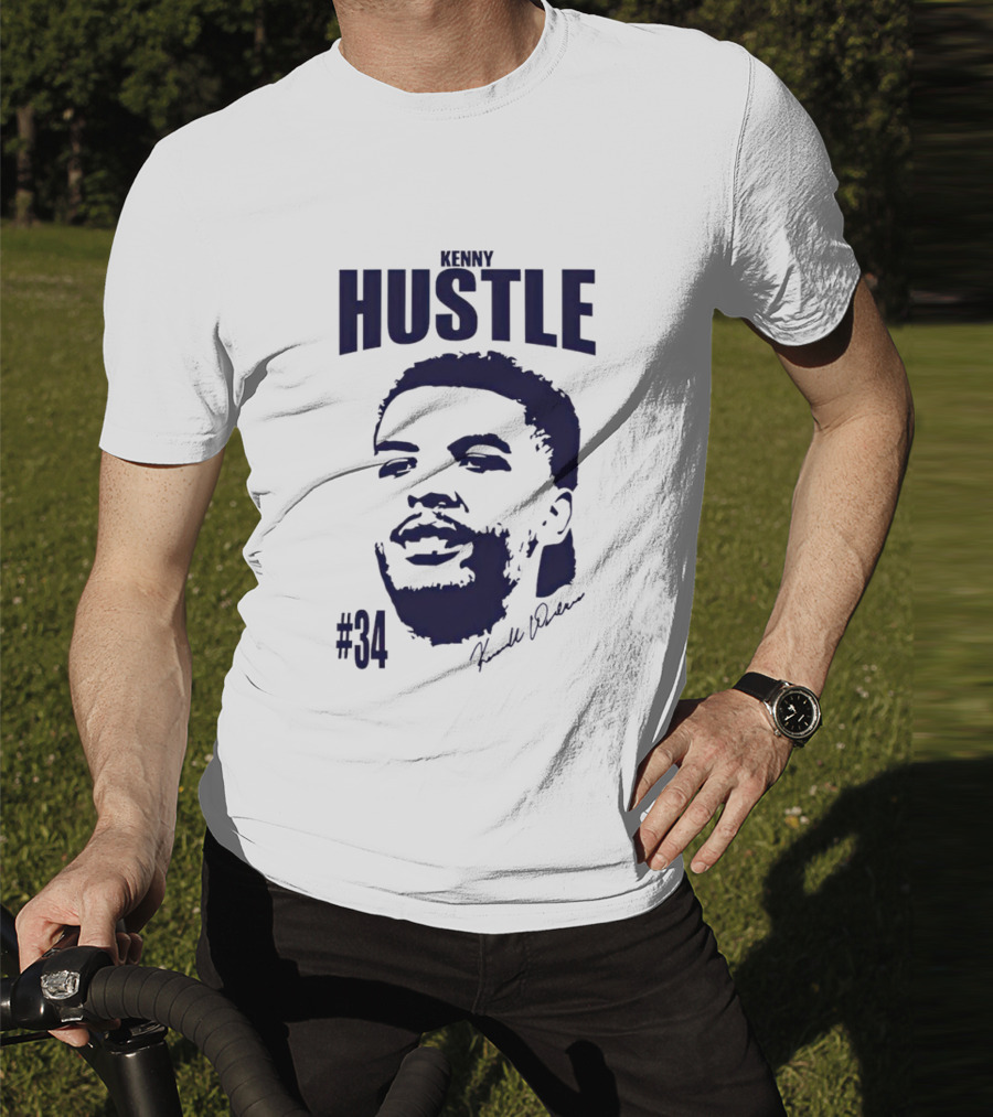 Kenny Hustle Kenrich Williams #34 Signed Face T-Shirt