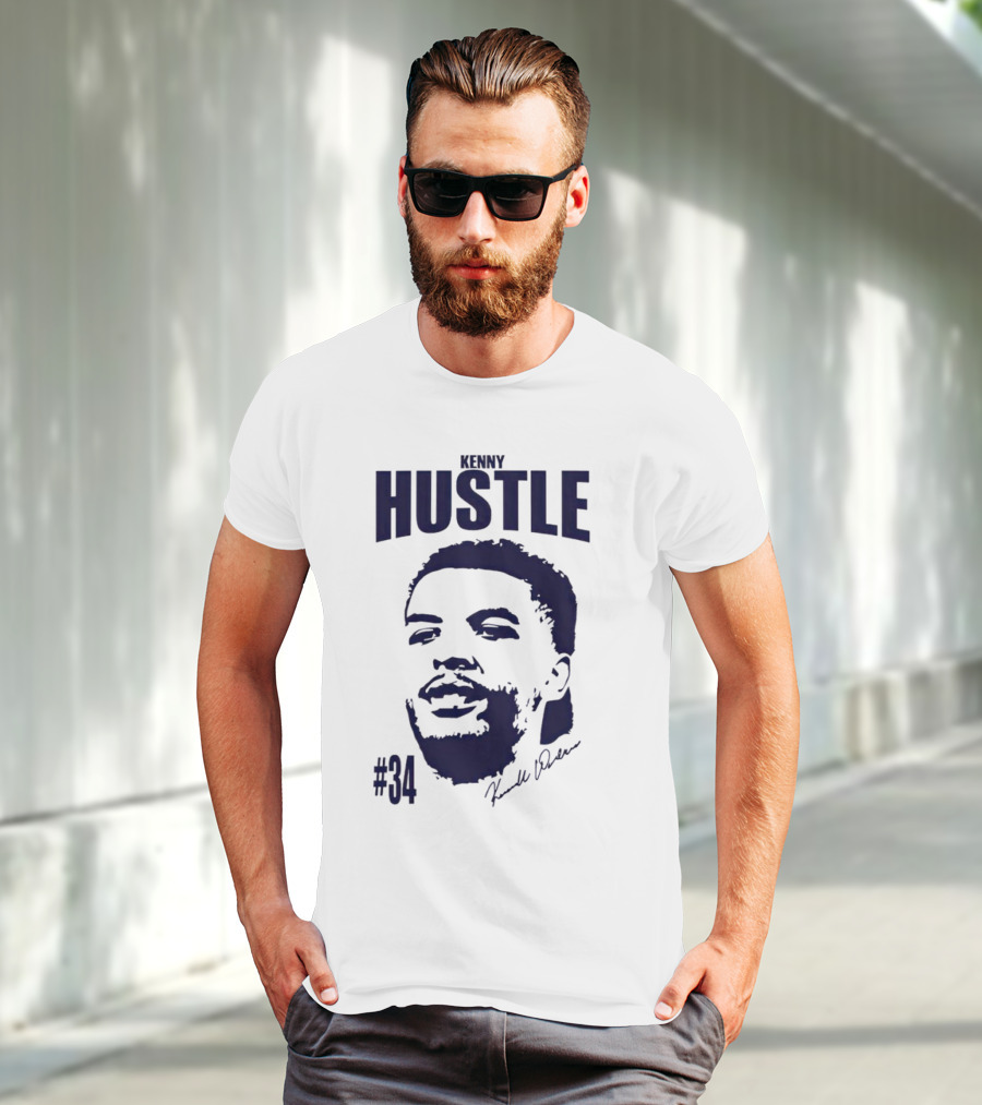 Kenny Hustle Kenrich Williams #34 Signed Face T-Shirt