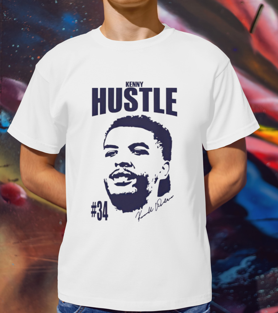 Kenny Hustle Kenrich Williams #34 Signed Face T-Shirt