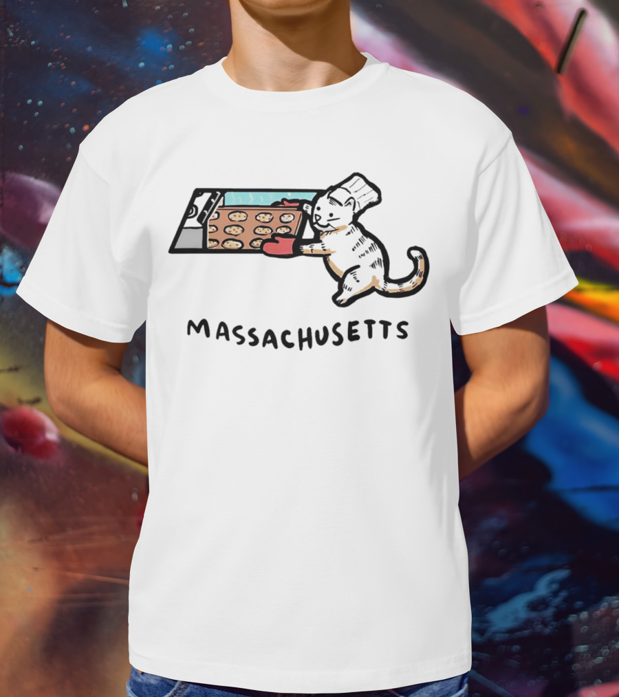 Massachusetts Baking Cat Meowsachusetts Cookies T-Shirt