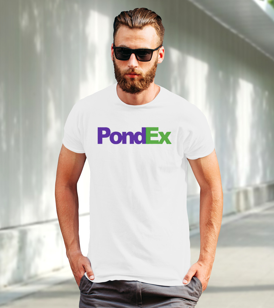 PondEx Bold Purple Green Text T-Shirt