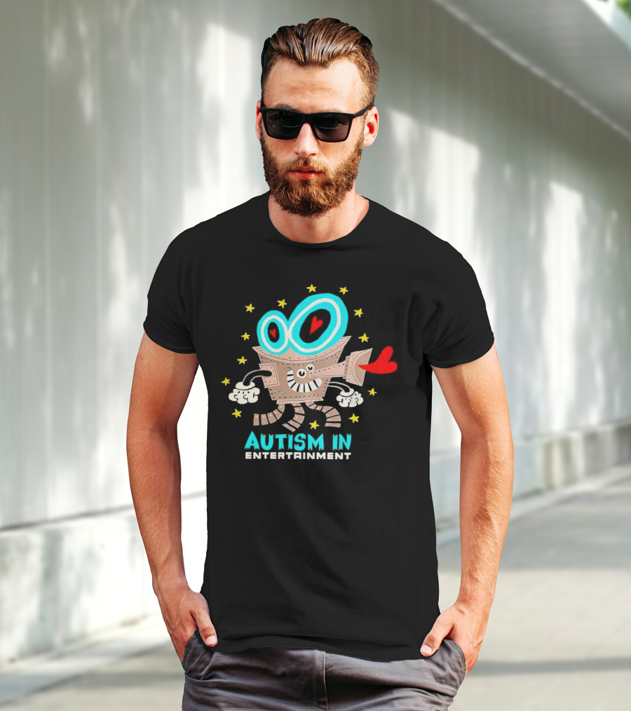 Autism In Entertainment Starry-Eyed Robot With Heart Projector T-Shirt