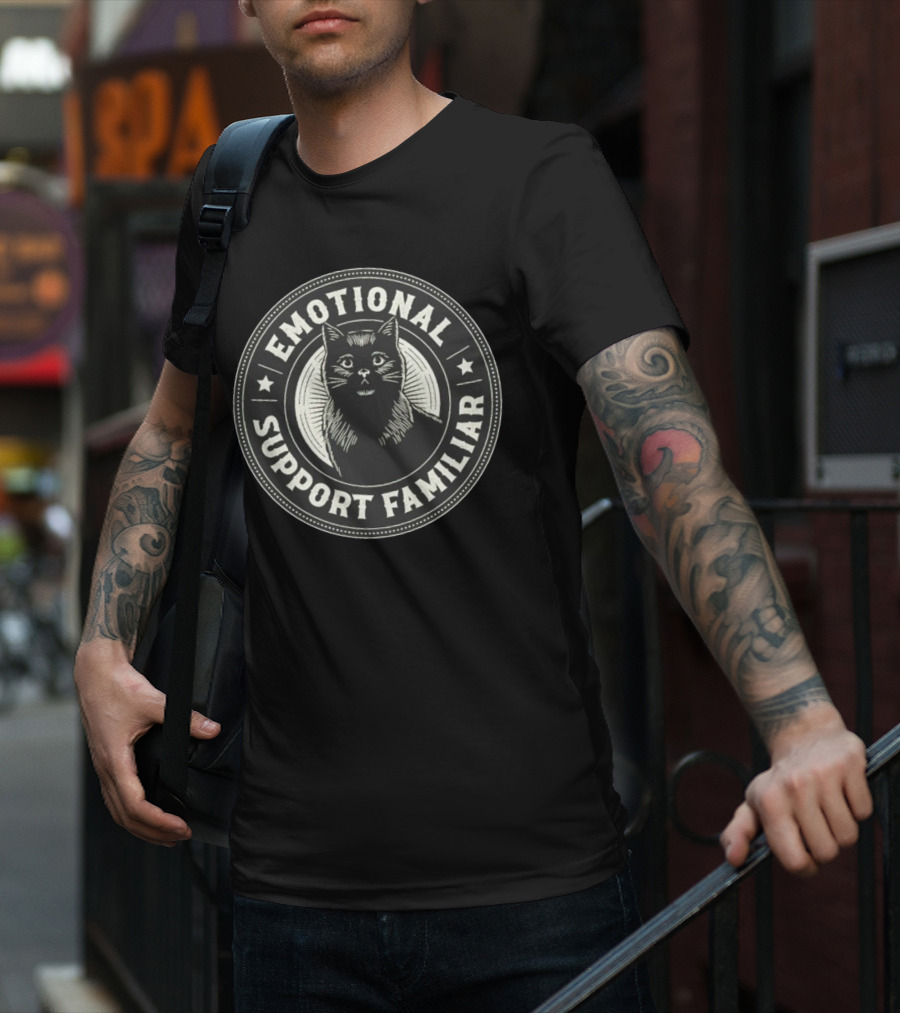 Emotional Support Familiar Black Cat T-Shirt