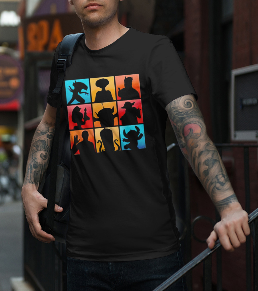 The Alien Gang Iconic Pop Culture Sci-Fi Silhouettes Compilation T-Shirt