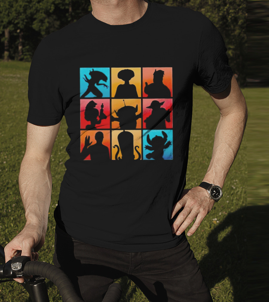 The Alien Gang Iconic Pop Culture Sci-Fi Silhouettes Compilation T-Shirt