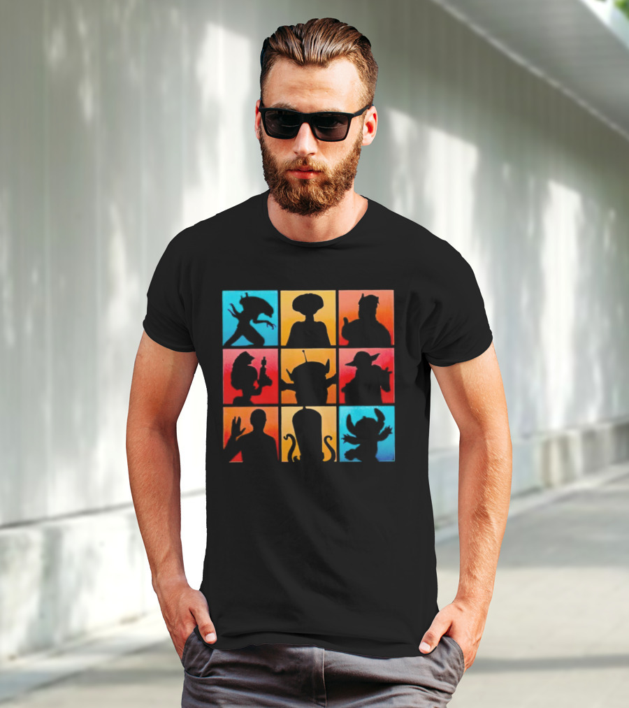 The Alien Gang Iconic Pop Culture Sci-Fi Silhouettes Compilation T-Shirt
