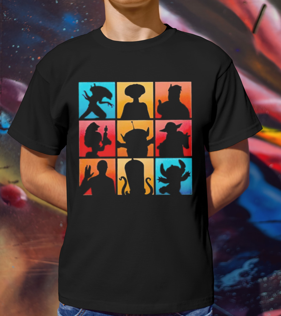 The Alien Gang Iconic Pop Culture Sci-Fi Silhouettes Compilation T-Shirt
