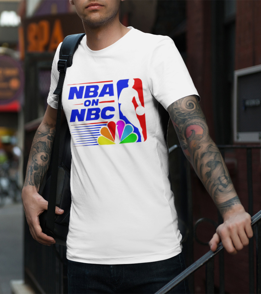 NBA On NBC Basketball Silhouette With Peacock T-Shirt