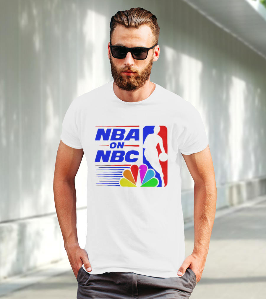 NBA On NBC Basketball Silhouette With Peacock T-Shirt