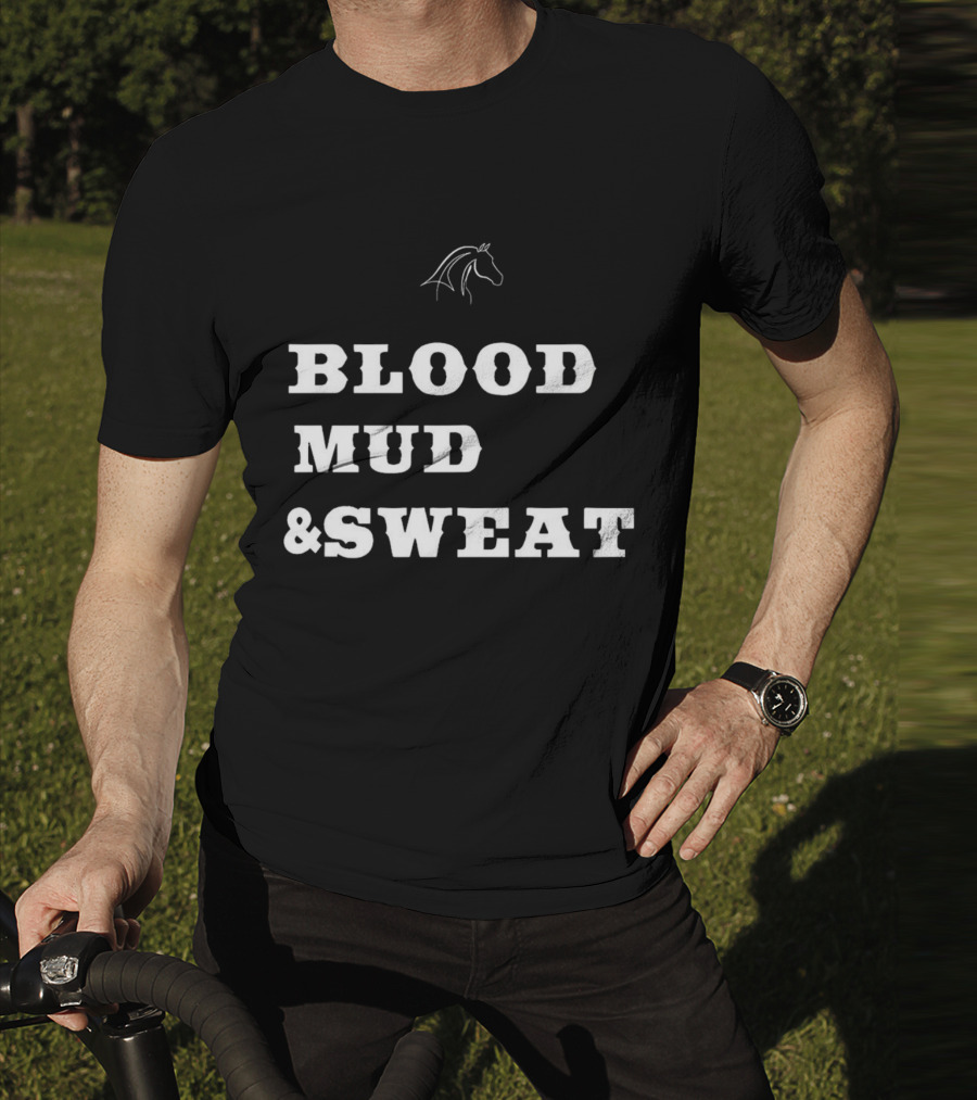 Blood Mud And Sweat Thoroughbred Horse Head T-Shirt