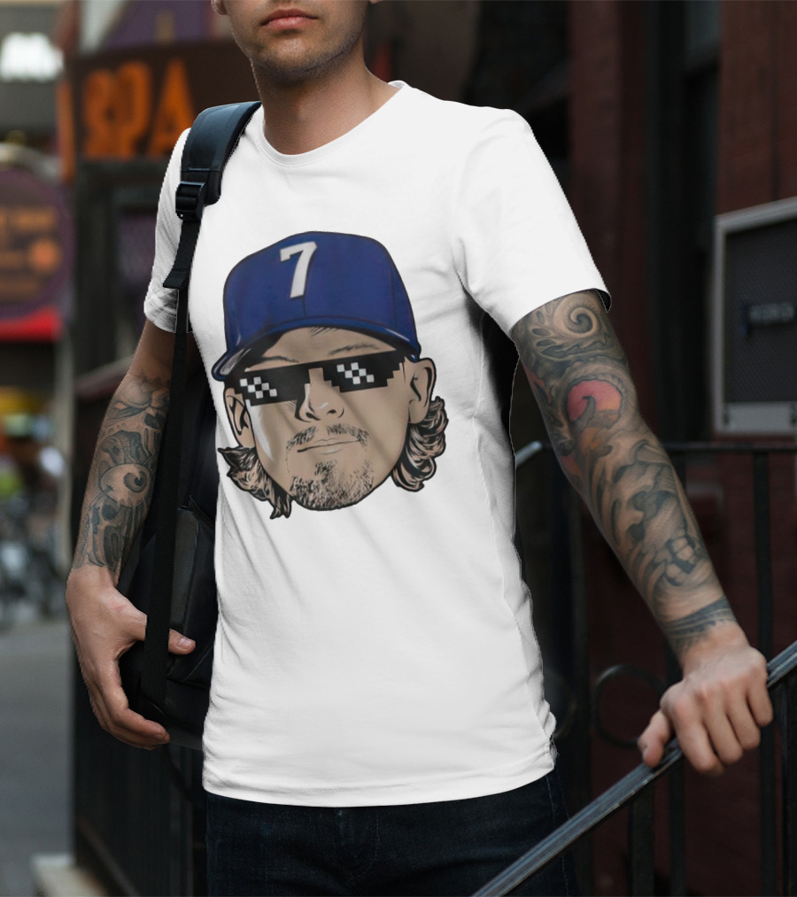 Bobby Witt Jr. Deal With It Kansas City Royals Pixelated Glasses Cap Number 7 T-Shirt