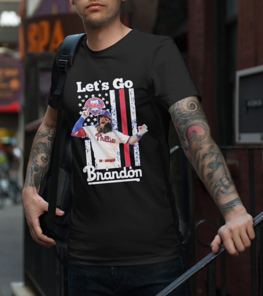 Philadelphia Phillies Let’s Go Brandon Baseball American Flag Stars Stripes T-Shirt