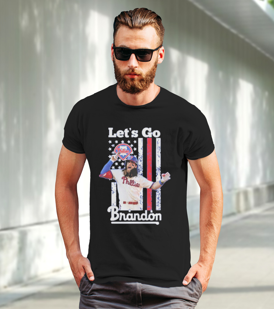 Philadelphia Phillies Let’s Go Brandon Baseball American Flag Stars Stripes T-Shirt