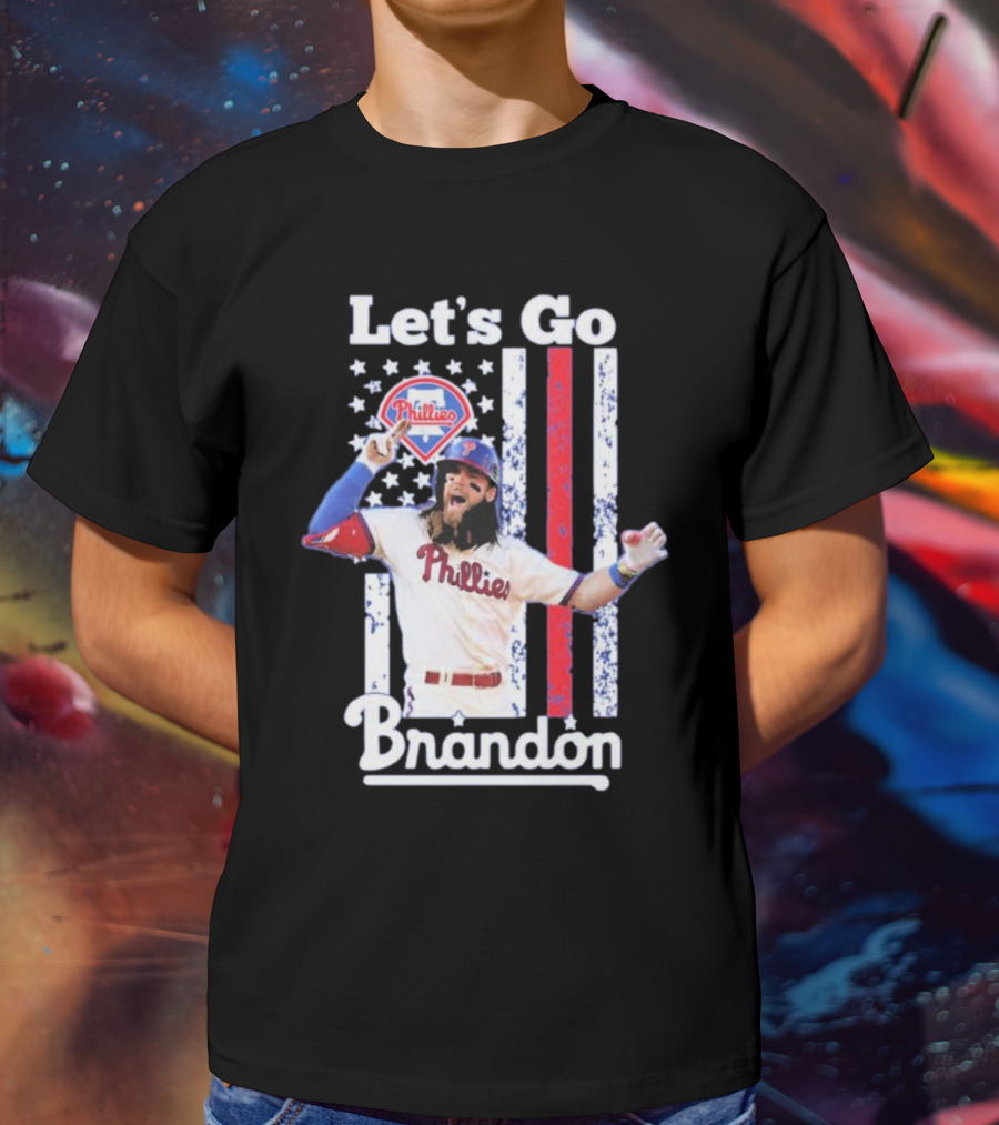 Philadelphia Phillies Let’s Go Brandon Baseball American Flag Stars Stripes T-Shirt
