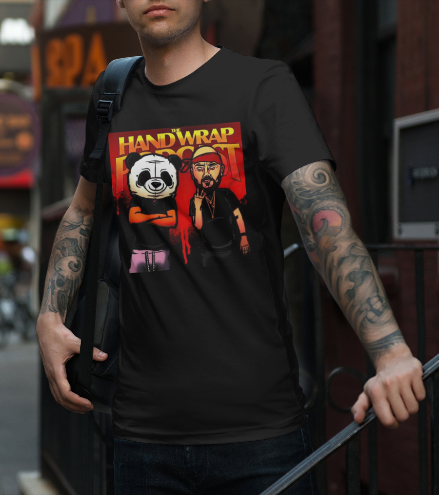 The Hand Wrap Podcast Panda Mask And Bandana Characters T-Shirt