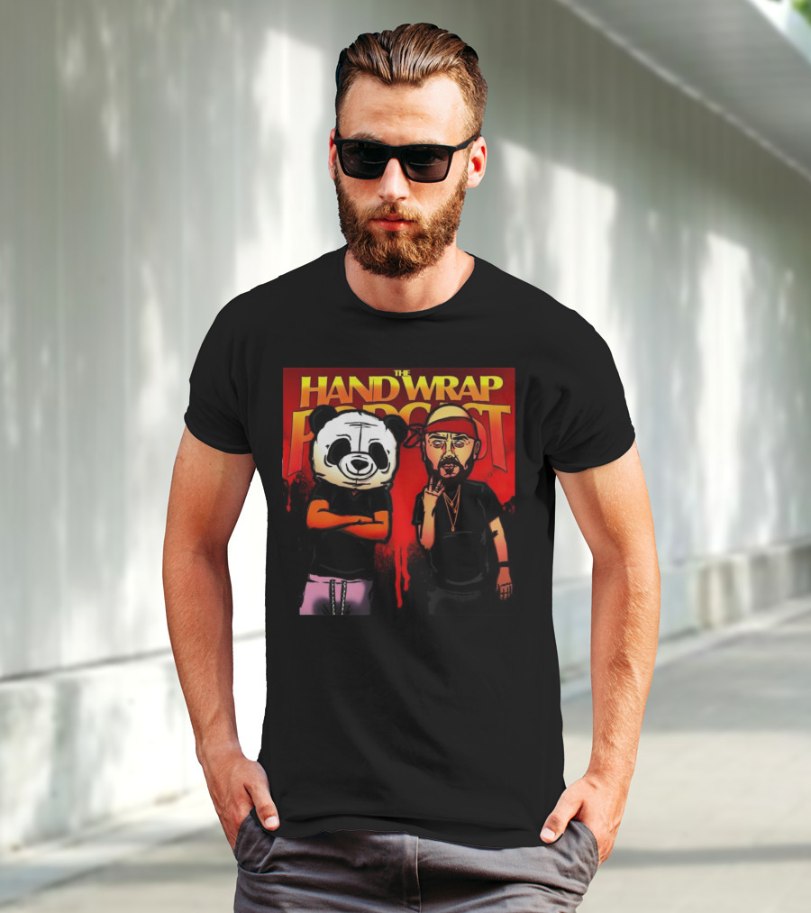 The Hand Wrap Podcast Panda Mask And Bandana Characters T-Shirt