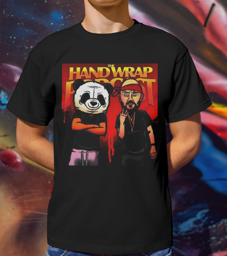 The Hand Wrap Podcast Panda Mask And Bandana Characters T-Shirt