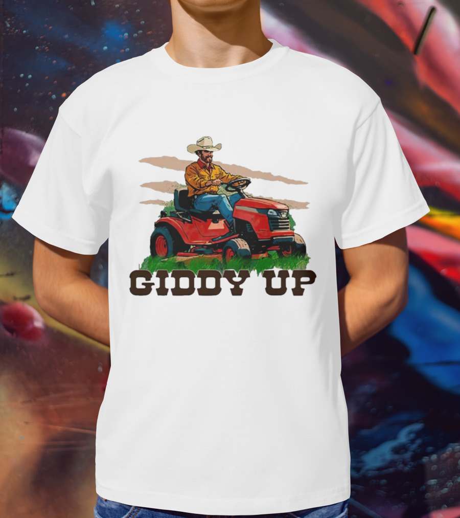 Giddy Up Cowboy On Lawn Mower T-Shirt