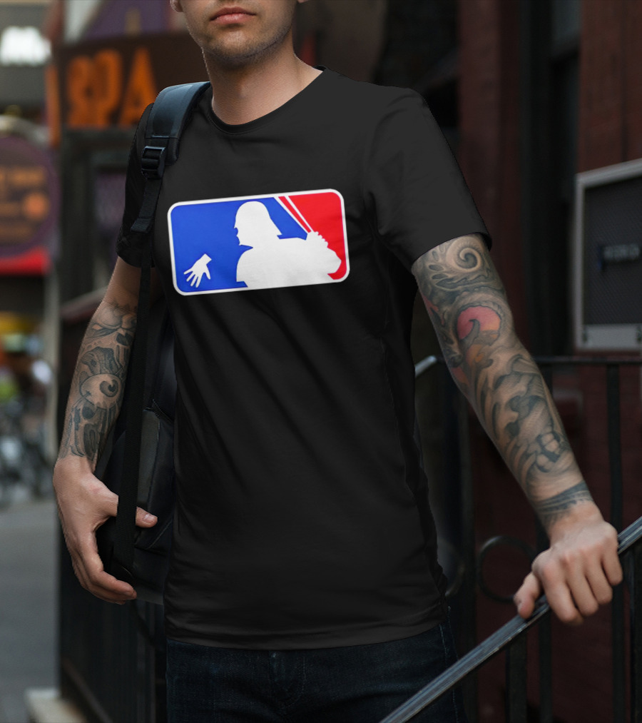 Darth Vader MLB Parody Silhouette With Baseball Bat And Hand T-Shirt