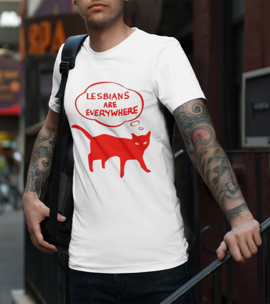 Lesbians Are Everywhere Red Cat T-Shirt