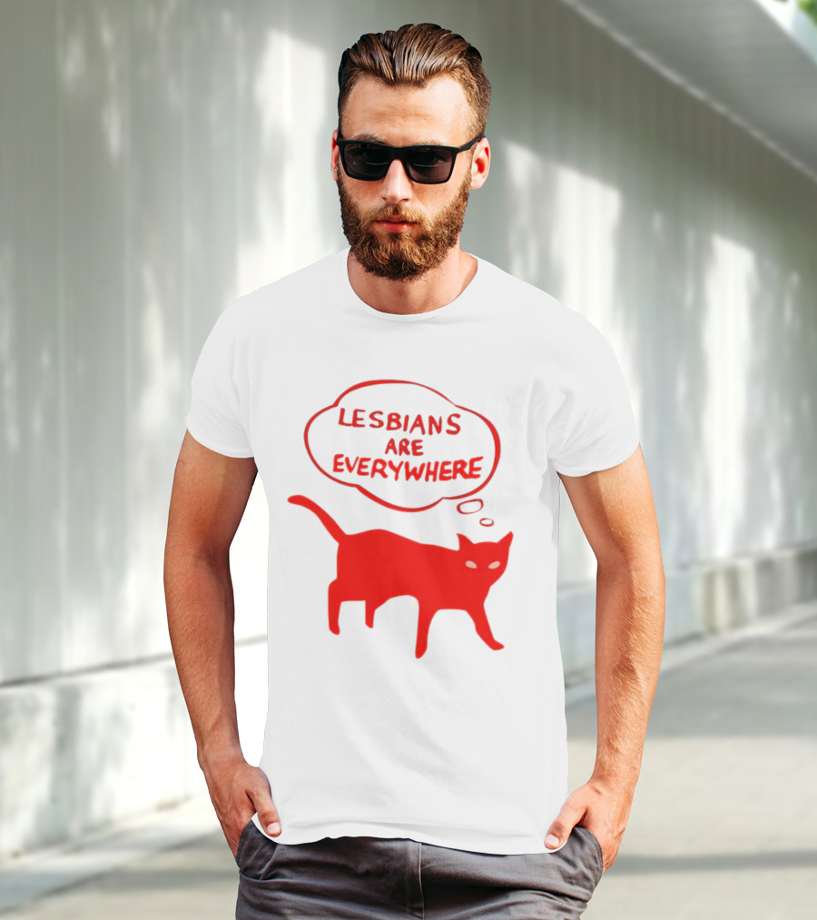 Lesbians Are Everywhere Red Cat T-Shirt