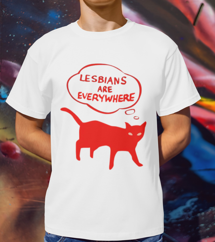 Lesbians Are Everywhere Red Cat T-Shirt