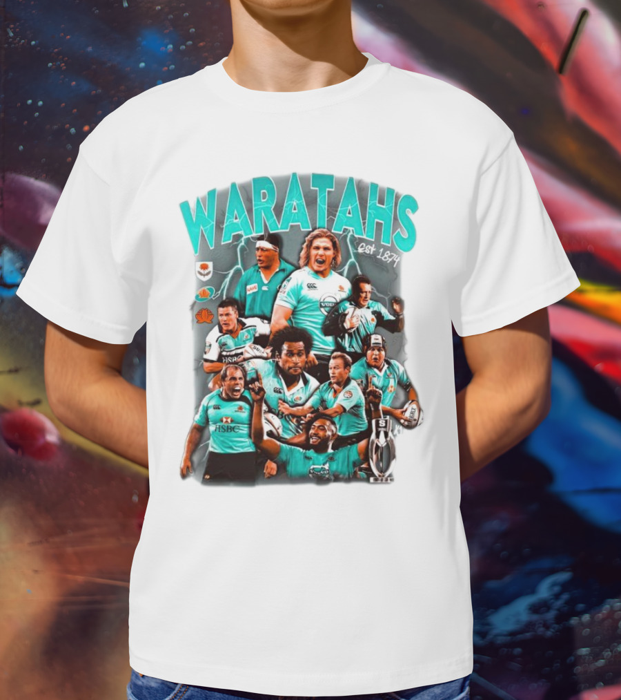 Waratahs Est 1874 Rugby Legends Portrait Featuring HSBC Team Players T-Shirt