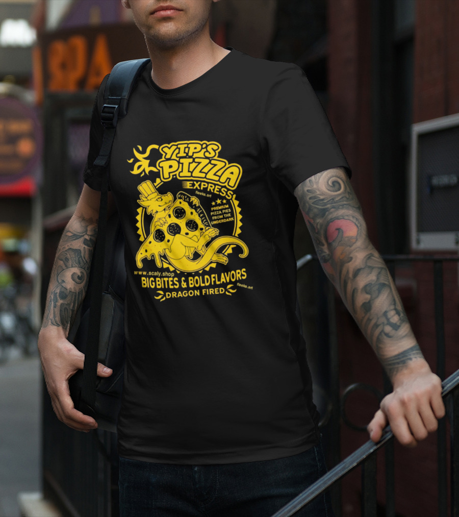 Yip's Pizza Express Dragon Fired Big Bites And Bold Flavors Premium Pizza Pies From The Underdark T-Shirt