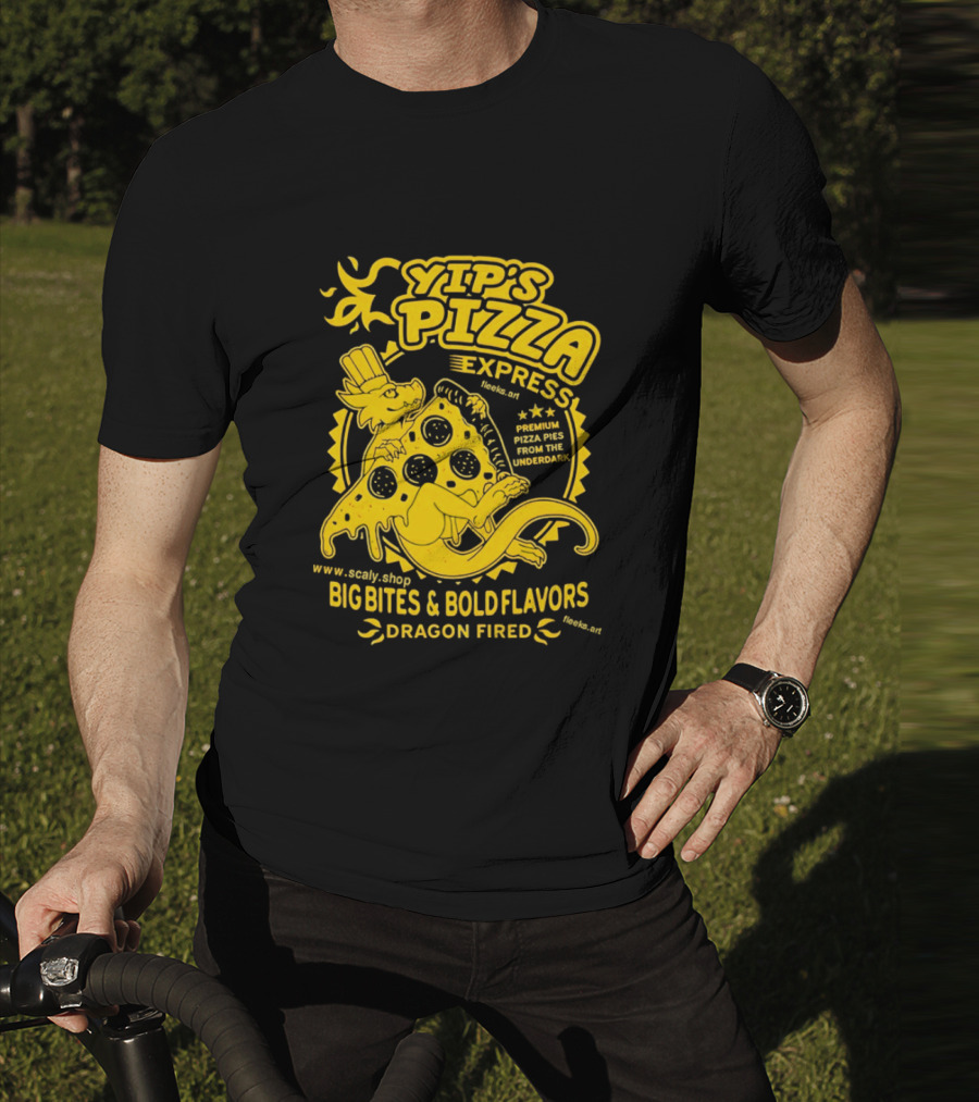 Yip's Pizza Express Dragon Fired Big Bites And Bold Flavors Premium Pizza Pies From The Underdark T-Shirt