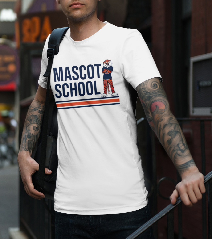 Auburn Tigers Mascot School Tiger Stripes Navy And Orange T-Shirt