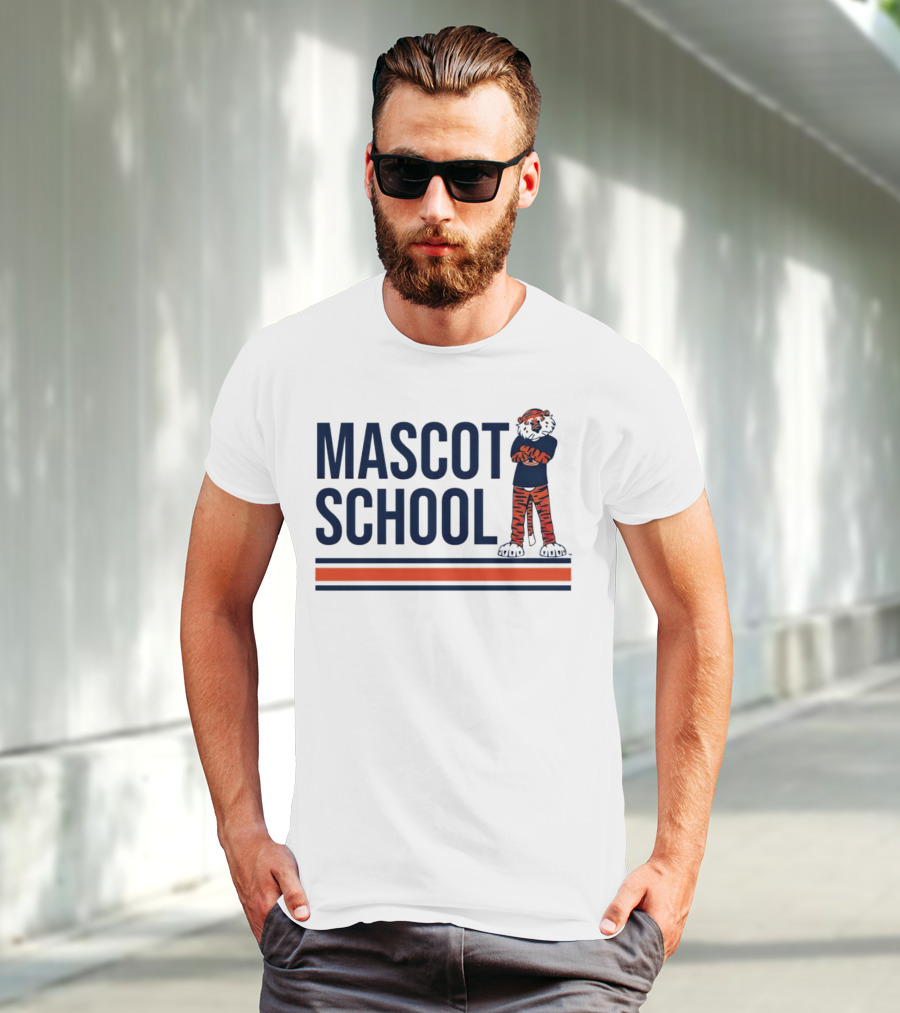 Auburn Tigers Mascot School Tiger Stripes Navy And Orange T-Shirt