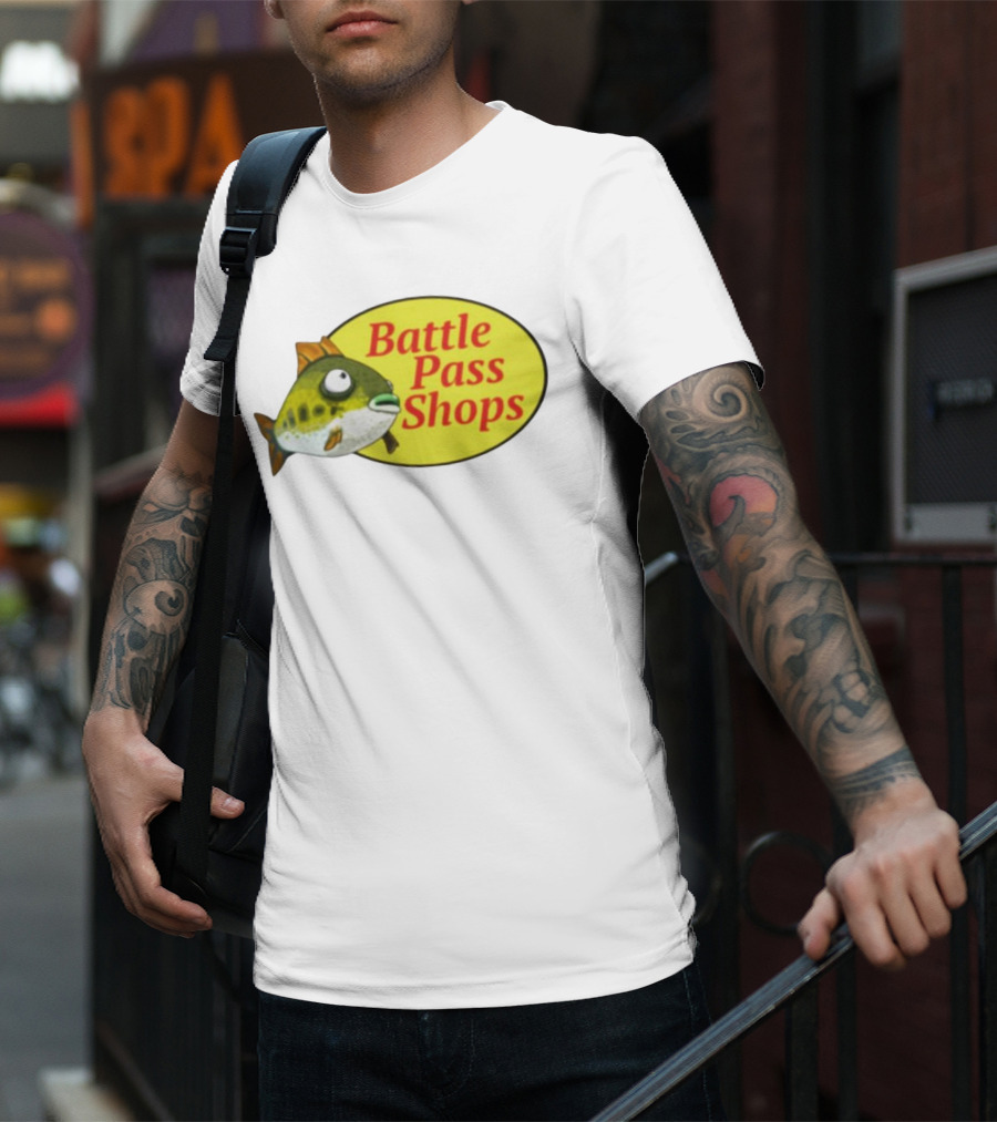 Battle Pass Shops Fish Logo Retro Inspired T-Shirt