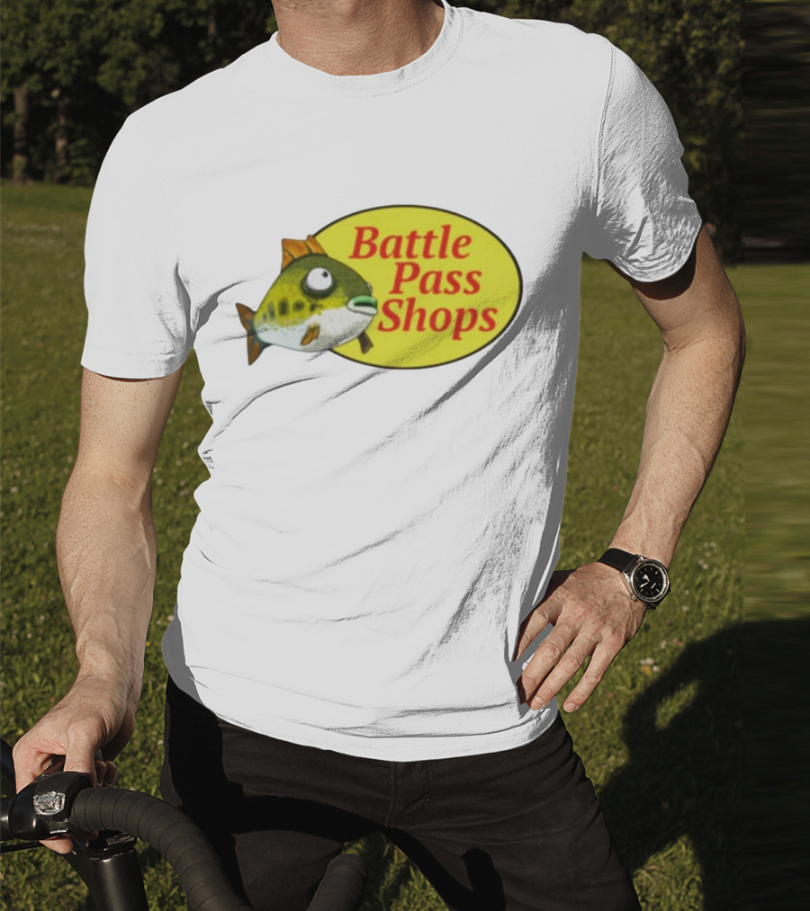 Battle Pass Shops Fish Logo Retro Inspired T-Shirt