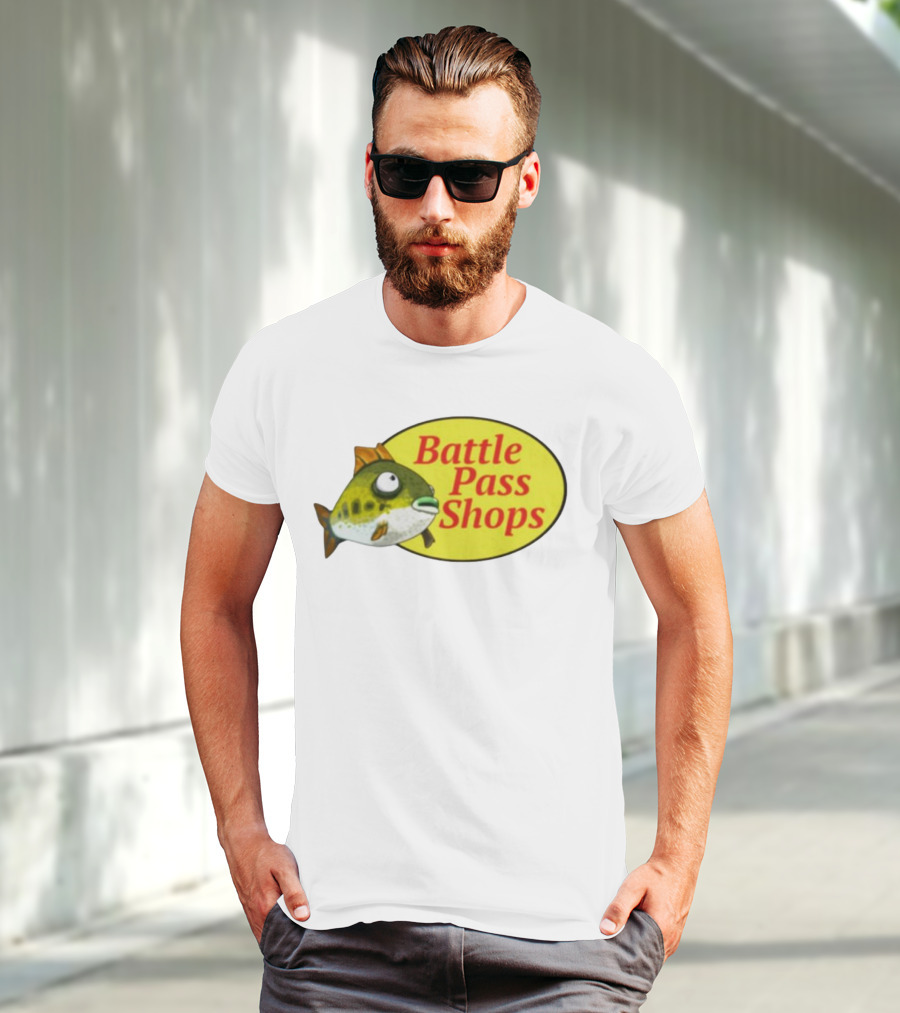 Battle Pass Shops Fish Logo Retro Inspired T-Shirt