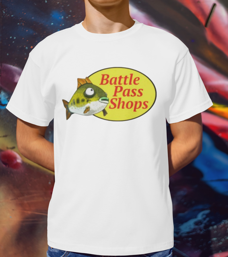 Battle Pass Shops Fish Logo Retro Inspired T-Shirt