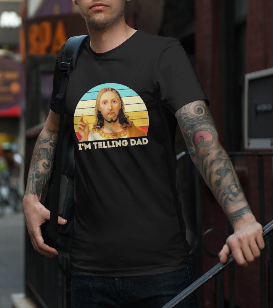 Christian Jesus I'm Telling Dad Retro T-Shirt