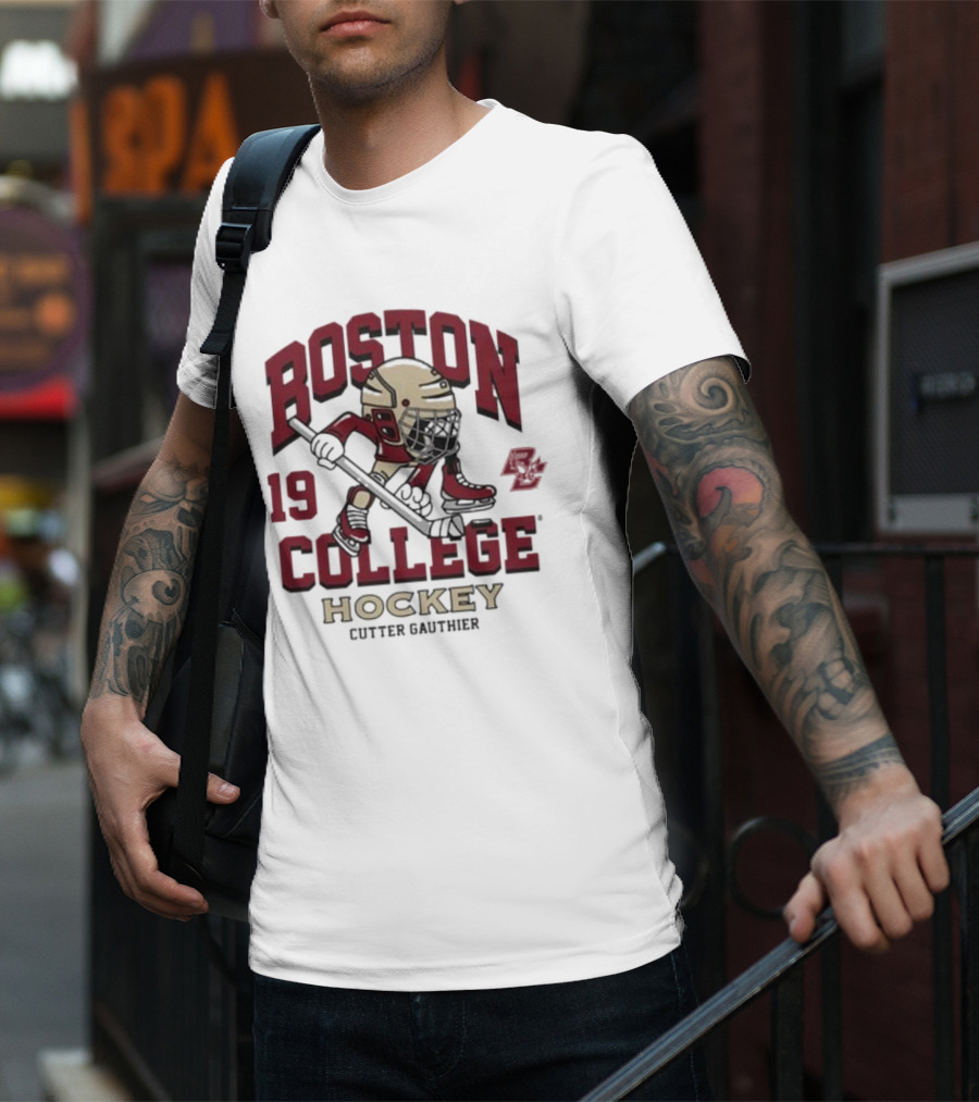 Boston College Eagles Hockey 19 Cutter Gauthier T-Shirt