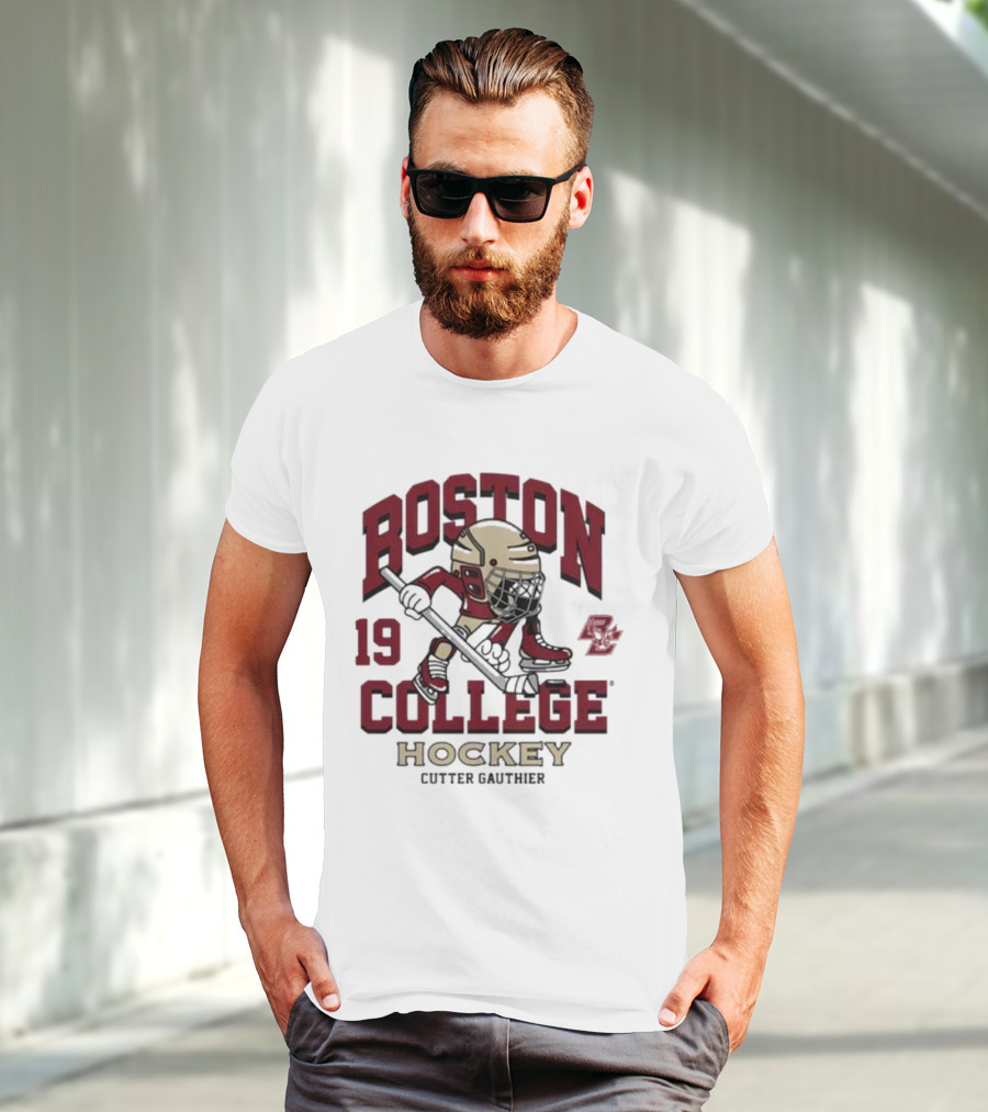 Boston College Eagles Hockey 19 Cutter Gauthier T-Shirt