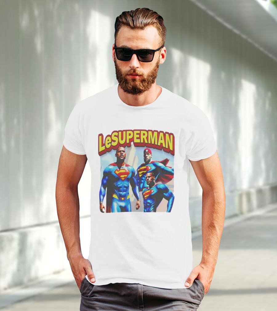 LeSuperman Lebron James Superman Trio Heroic Pose T-Shirt