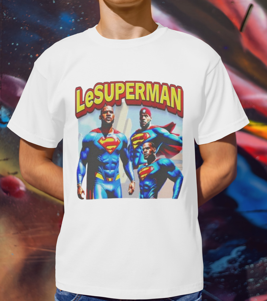 LeSuperman Lebron James Superman Trio Heroic Pose T-Shirt