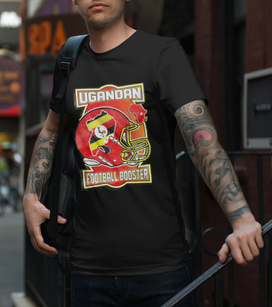 UGANDAN Football Booster Africa Map Flag Helmet T-Shirt