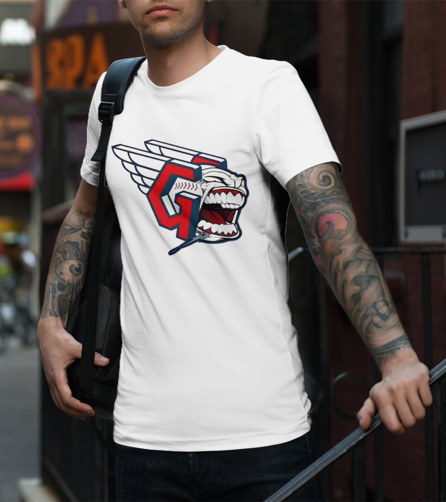 Cleveland Guardians Wings Logo With Fierce Expression T-Shirt