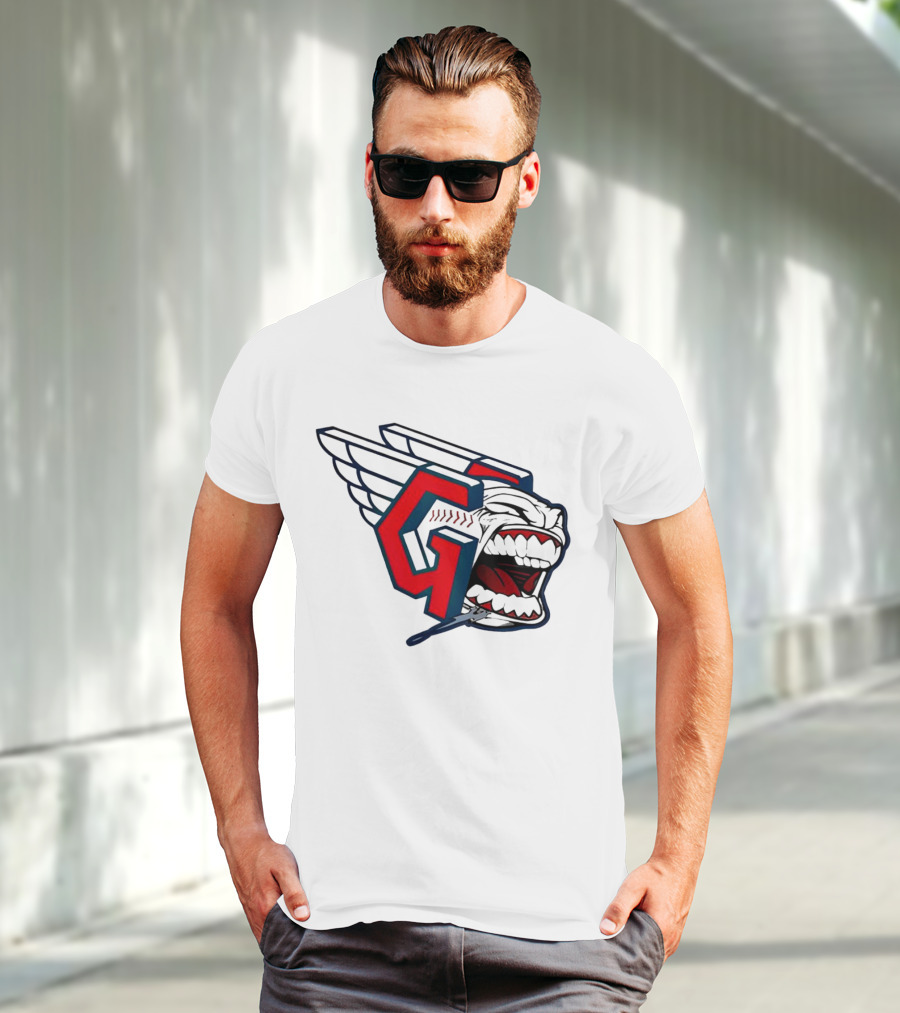 Cleveland Guardians Wings Logo With Fierce Expression T-Shirt