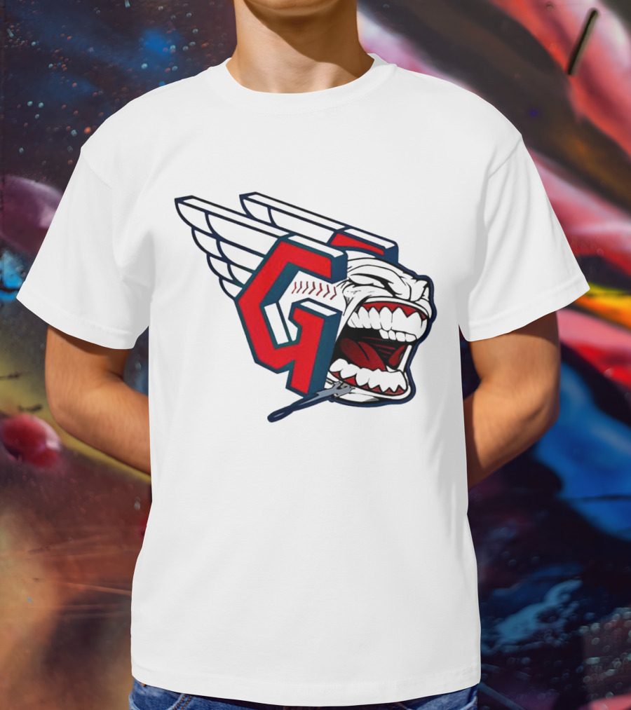 Cleveland Guardians Wings Logo With Fierce Expression T-Shirt