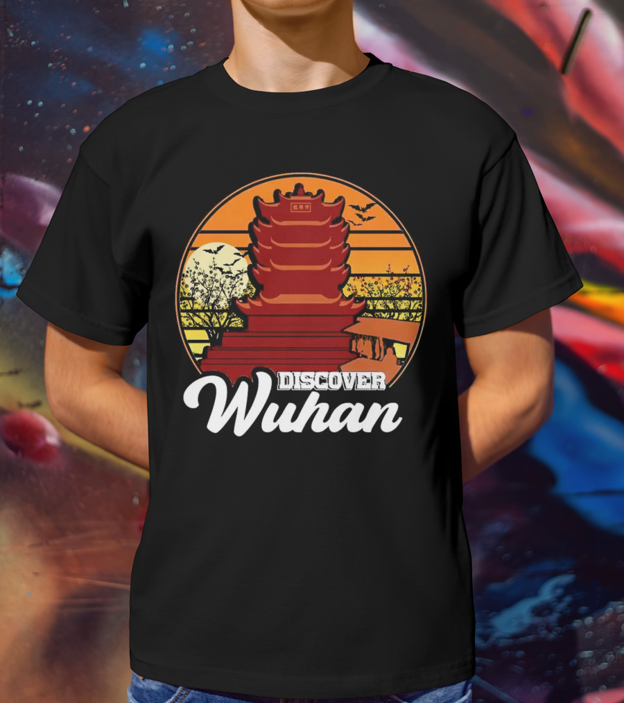 Discover Wuhan Pagoda Vintage Sunset Scene T-Shirt