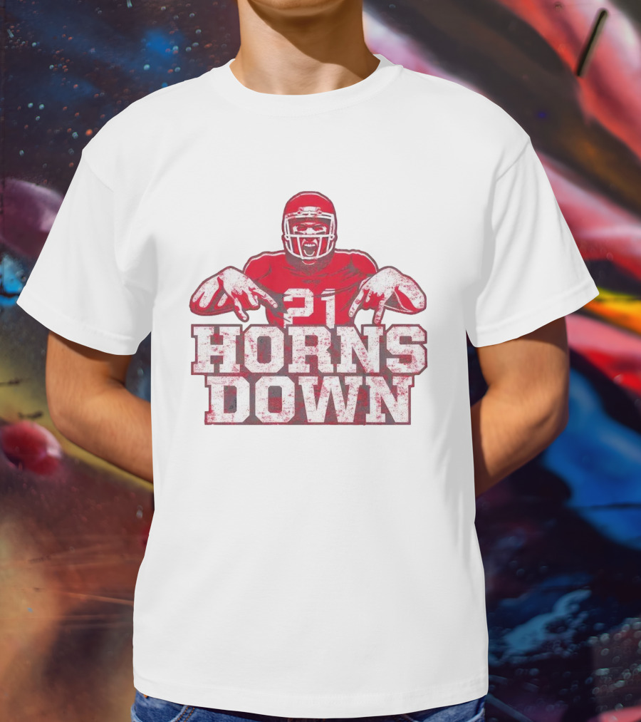 21 Horns Down Arkansas Razorbacks Football T-Shirt